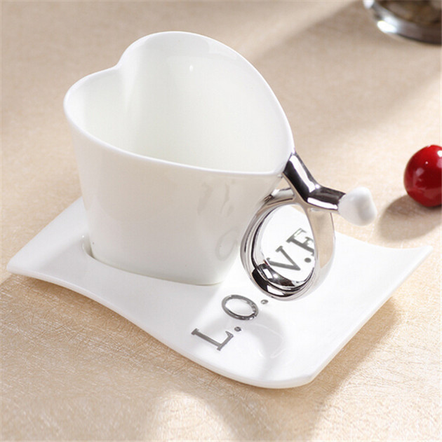 Mug 2015 creative ceramic cup Continental loving cup coffee mugs suit Fashion lovers cup with dish