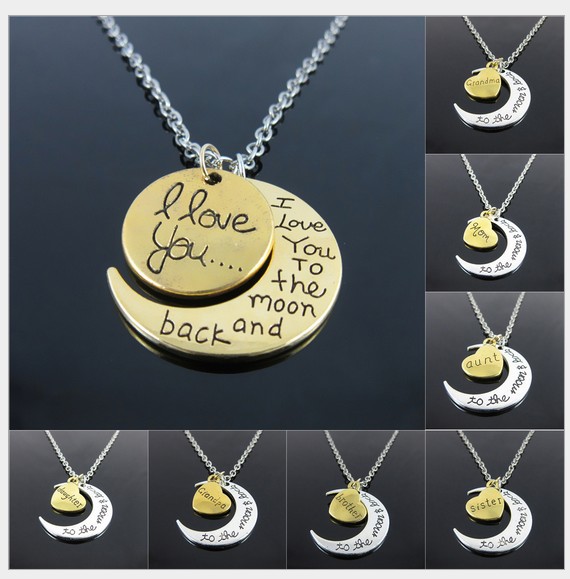 Hot Gold Silver I Love You To The Moon And Back For Mom Sister Family Engraved