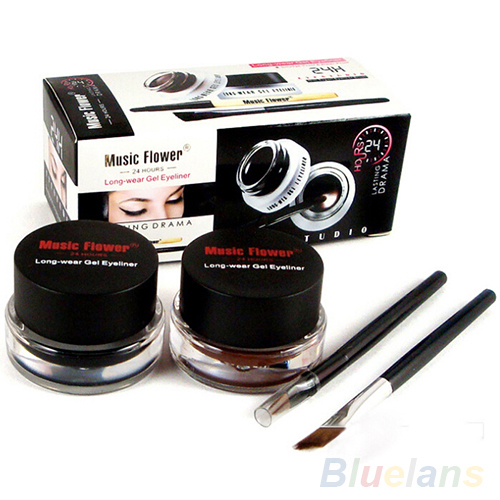 2Pcs lot Waterproof Cosmetics Tools Eye Liner Makeup Eye Brush Gel Eyeliner 2PIB