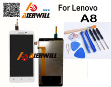 Lenovo A8 LCD Display + touch screen + Tools Set Gift 100% Original New Glass Panel Digitizer Replacement For Lenovo A806 A808