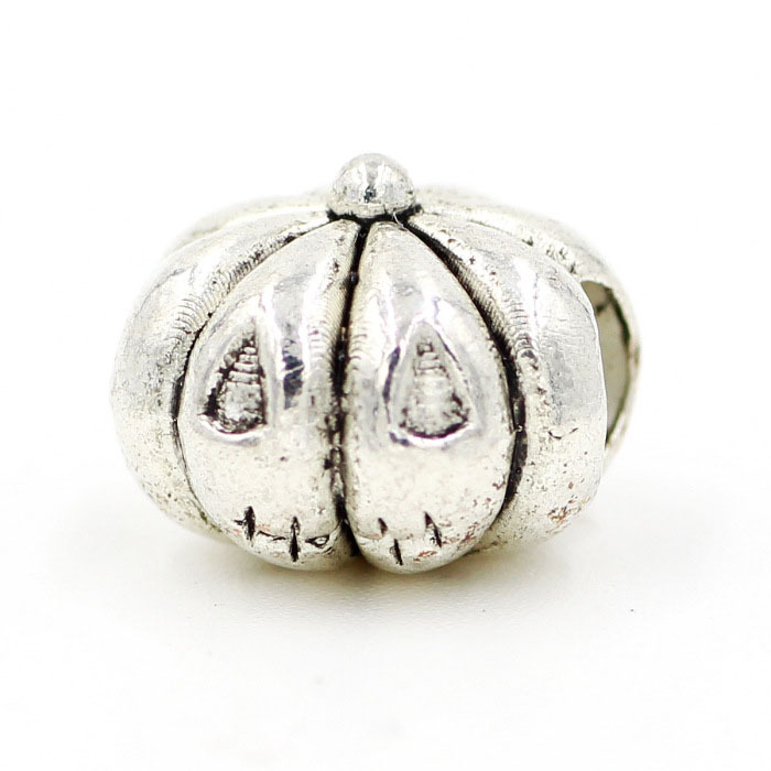 Halloween Pumpkin Silver Plated Big Hole Loose Ancient European Beads Style Charms Bead Fit BIAGI Pandora