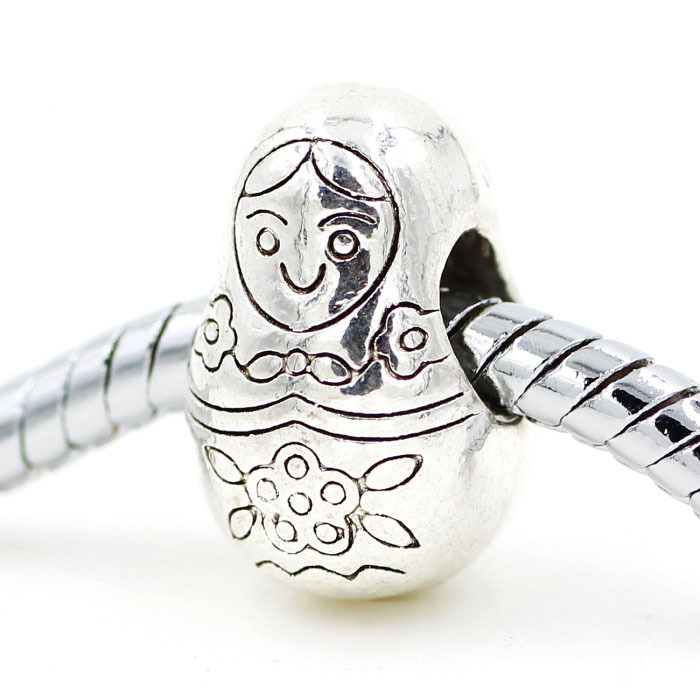 New Jewelry Doll Silver Plated Big Hole Loose Ancient European Beads Style Charm DIY Bead Fit