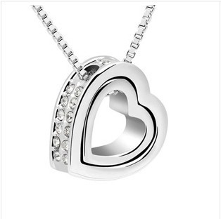 New Version Sweet Heart Wholesale Double Phase Crystal Necklace Eternal Honey Love