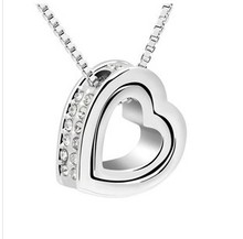  New Version Sweet Heart Wholesale Double Phase Crystal Necklace Eternal Honey Love