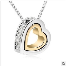  New Version Sweet Heart Wholesale Double Phase Crystal Necklace Eternal Honey Love