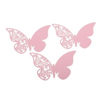 Free Shipping EA14 50 Pcs Butterfly Place Escort Wedding Party Wine Glass Paper Card Pink