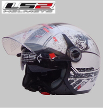 Free shipping authentic helmet LS2 OF577 double mirror and a half helmet washable lining flash white