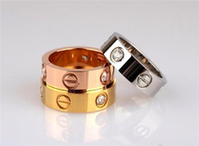 New Fashion Brand Design 4mm Width Stainless Steel Rings For Woman Crystal Jewelry Carter Rings G504