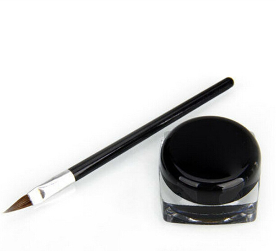 New 2015 Pro Waterproof Eye Liner Eyeliner Shadow Gel Makeup Cosmetic Brush Black