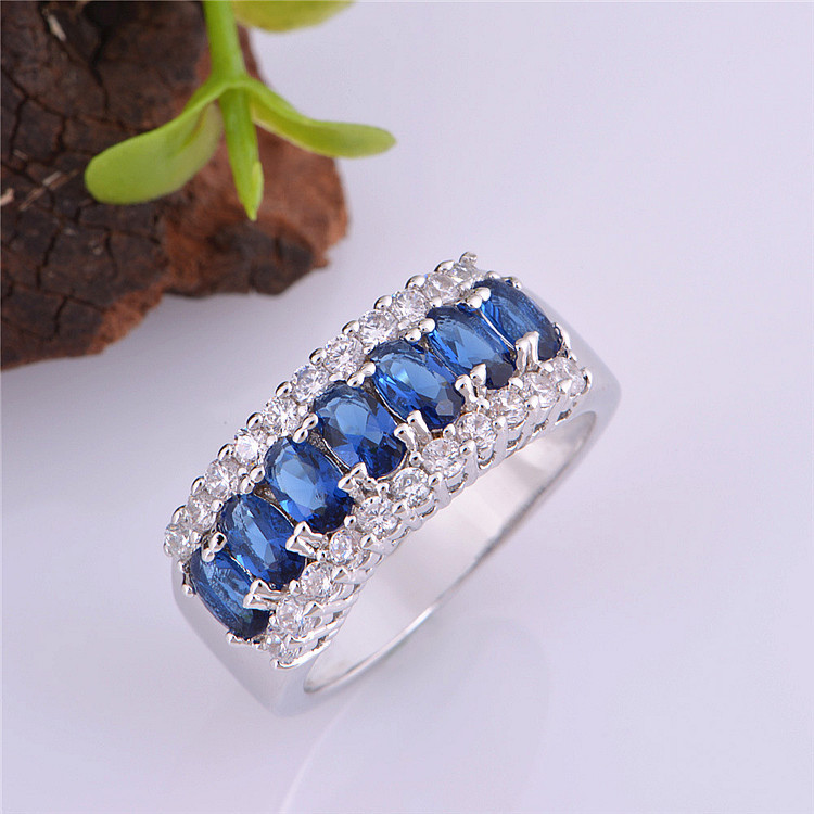 9 Colors Bague Femme Luxury Ruby Green Pink Sapphire Blue Crystal Stone Ring Women Jewelry Wedding