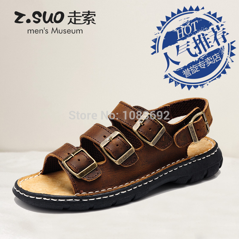 2015 Men's Sandals Slippers Genuine Leather Cowhide Sandals Outdoor ...