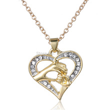 New Silver gold heart Charms Necklace Mom gift Mother’s day gift mom and baby hand love chain necklace