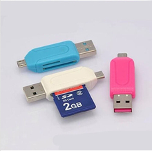 2 in 1 USB OTG Card Reader Universal Micro USB OTG TF/SD Card Reader Phone Extension Headers Micro USB OTG Adapter For Android