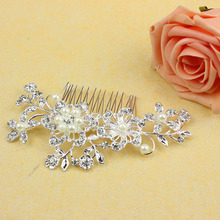 Women Girls Bridal Wedding Silver Crystal Rhinestone Diamante Flower Hair Clip Comb Pin Apparel Accessories Headwear