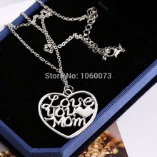 Vintage Silver heart Charms Necklace Mom gift Mother s day gift I love you mom chain