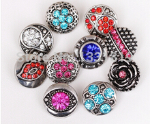 new rhinestone 12mm Snap Buttons charm 50pcs/lot unisex women and men fit ginger snap button bracelet free shipping