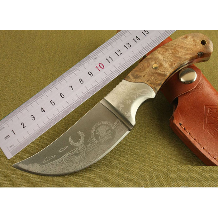 High Quality OEM Browning African Rhino Fixed Blade Hunting Knife 440 Blade Camping Knives sanding Laser