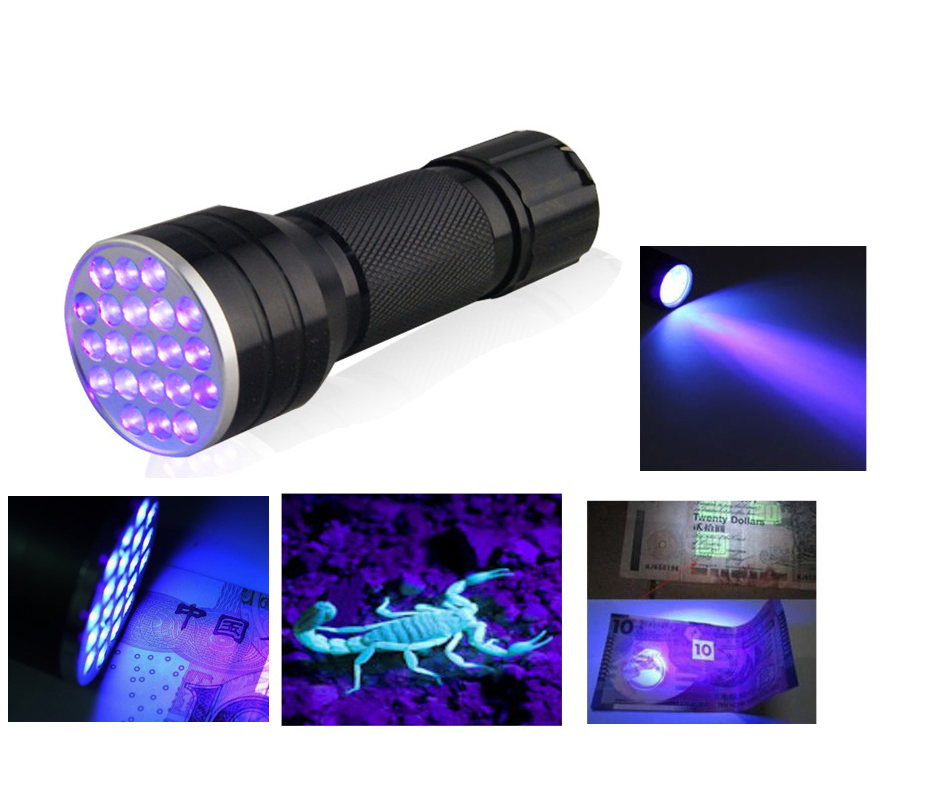 3AAA Aluminium Invisible Blacklight Ink Marker 21LED 21 LED UV Ultra Violet Flashlight Torch Light Lamp