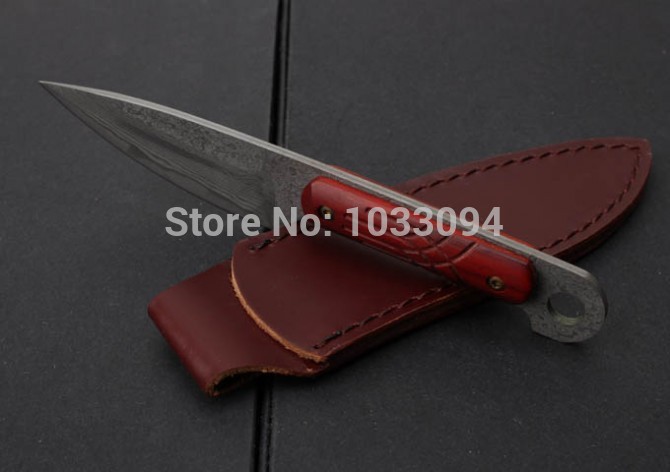 Damascus Emperor wood small straight Damascus hunting knife