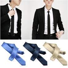 2015 New Style Fashion Neckties Formal Wedding Party Groom Men s Solid Color Gravata Slim Plain