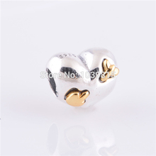 14k Gold Plated Arrow 925 Sterling Silver Cupid Arrow Heart Charms Fits European pandora Bracelets Necklaces