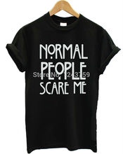 Normal People Scare Me 2015 Women Tshirt Funny American Horror Story Print Cotton Casual Shirt For