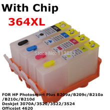 For 364 XL Refillable ink Cartridge for HP Photosmart B209a B209c B210a B210c B210d Deskjet 3070A 3520 3522/3524 4620 printer