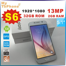S6 G9200 Smart phone 1:1 S6 G920 5.1” Quad core MTK6582 13MP 2GB RAM 32GB ROM 1920*1080 GPS 3G cell Phone Free Shipping