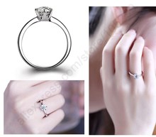 Hot One PC Classic Real Pure 925 Sterling Silver Jewelry Crystal Cubic Zirconia CZ 6 Claws