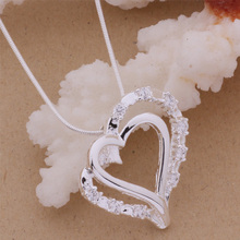 Couple lovers exclusive 925 silver Cross heart necklace pendant full of CZ crystals for ladis s