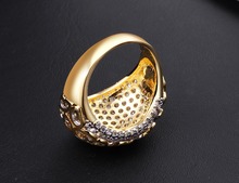 New Fashion Women Casual Sport Rings 18K Real Gold Plated Cubic Zirconia Pave Setting Lead Free