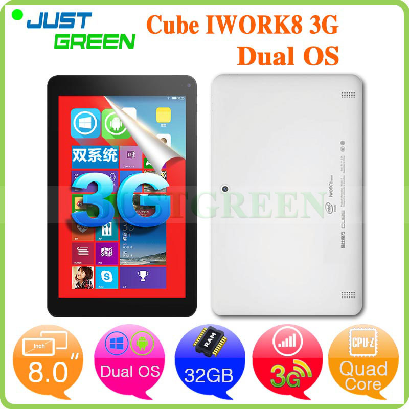 2015 New Cube 1work8 3G Dual Boot Tablet PC Intel 64 bit Z3735F Quad Core 2GB