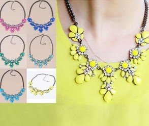  2015 New Pop 11 Colors Good Quality Fashion Western Statement Elegant Rinestones Choker Necklace jewelry