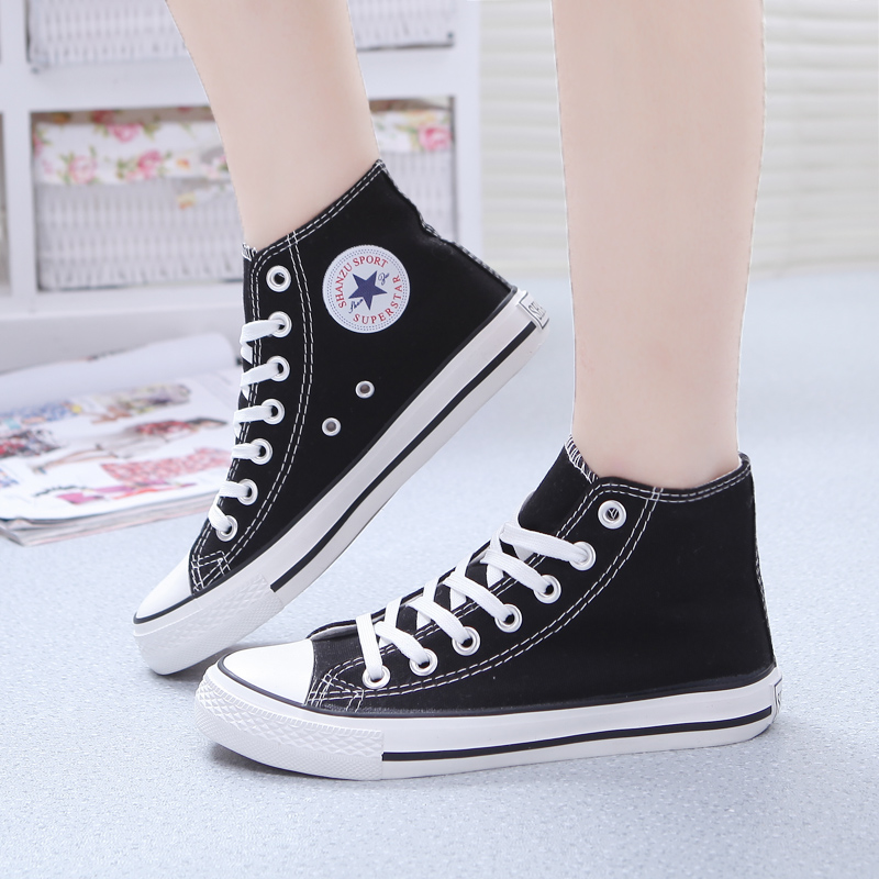2015 high top canvas shoes female shoes lovers shoes sneakers black and white low women s