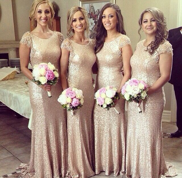 Sparkly Bridesmaid Dresses 2015 Long Champagne Bridesmaid Dress To ...