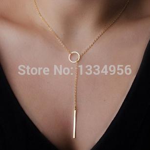 Fashion Gold Plated Simple collier choker necklace body chain vintage jewelry Long Pendant Necklaces Jewelry necklace