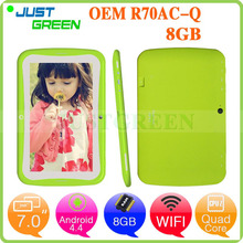 7 inch IPS 1024*600 Tablet PC For Kid Children Quad Core RK3126 512MB 8GB Android 4.4 Kids Games Camera WIFI R70AC-Q Justgreen