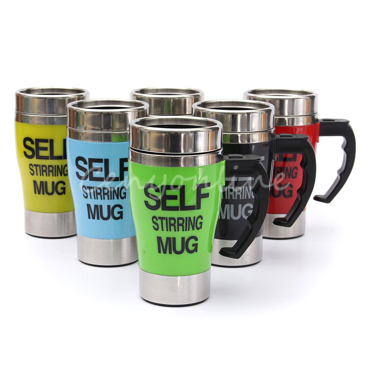 Beautiful design 6 colors Stainless Steel Lazy Self Stirring Mug Auto Mixing Tea Milk Coffee Cup