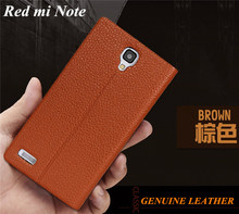 Ultra thin view window flip Litchi Genuine leather case For Xiaomi Miui Hongmi Note Red Rice