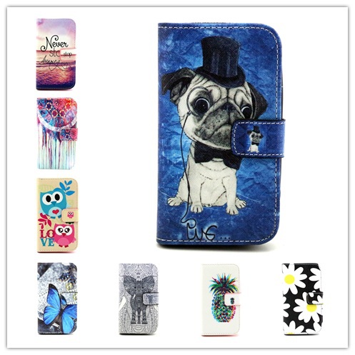 Cortoon Flip PU Leather Cover Wallet Pouch With Card Holder Holster Bag Case For Alcatel One