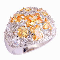 Wholesale Pretty Lady Morganite & White Sapphire 925 Silver Ring Size 7 8 9 10 Splendide Noble Unisex Party Jewelry Free Ship