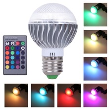 R1B1 16 Colors Changing 3W magic E27 RGB LED Lamp Light Bulb With IR Remote Control