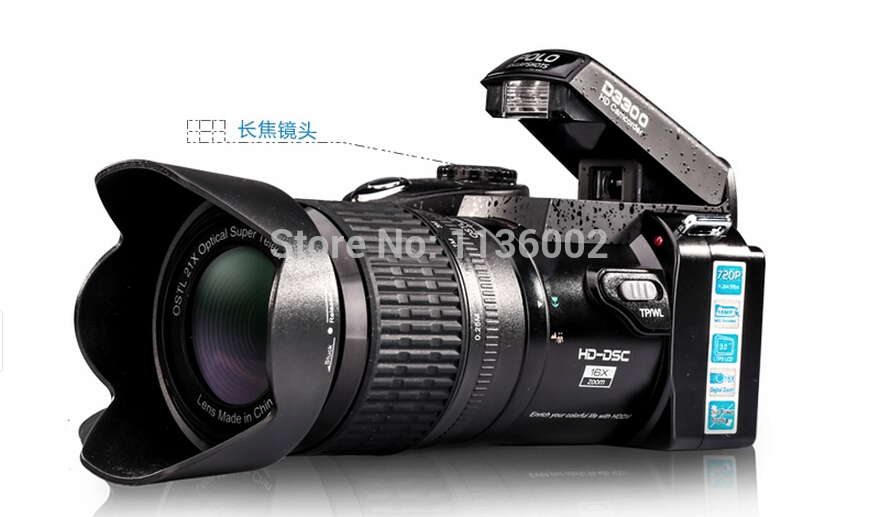 PROTAX D3200 full HD digital SLR camera 16 million pixels 21X optical zoom CMOS sensor LED
