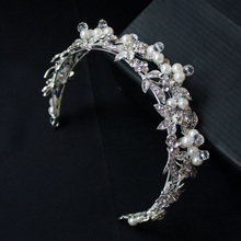 100 Handmade Flower Leaf Pearl Bridal Wedding Bridesmaid Prom Party Crystal Headband Tiara Jewelry Accessories HCJ410