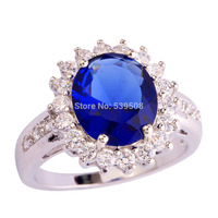 Wholesale Unisex Rings Sapphire Quartz & White Topaz New 925 Silver Ring Size 6 7 8 9 10 Suitable For Any Occasion Free Shipping