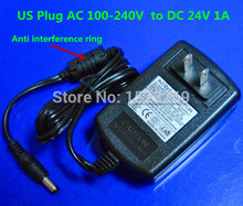US Plug AC100-240V Converter Adapter to DC 24V 1A Power Supply Switching Charger For RGB LED Strip Cameras Audio Video 5.5*2.1mm