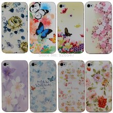 Beautiful Flower Design Painted Hard Black Cover Cases Fit For Apple iPhone 4 4s 4G Case For Phone Fashion Shell