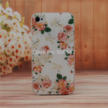 Beautiful Flower Design Painted Hard Black Cover Cases Fit For Apple iPhone 4 4s 4G Case