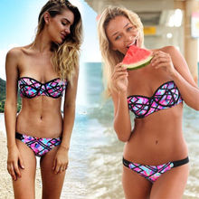Sexy Women Bikini Push up Padded Floral Print Swimsuit Bra Swimwear Bathing Suit