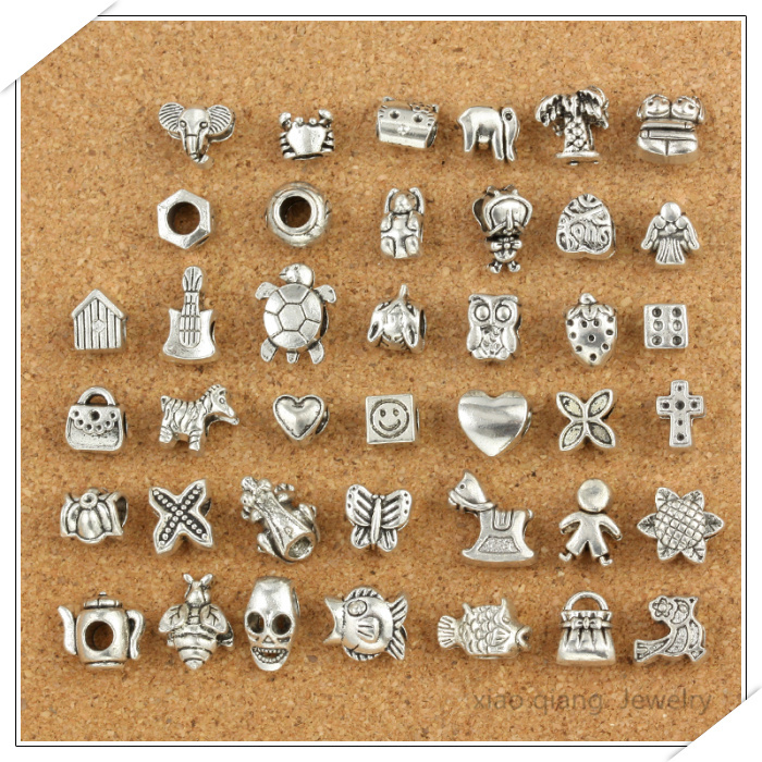  Free shipping 40pcs mixed Tibetan silver beads jewelry alloy beads fit pandora bracelet DIY AC01